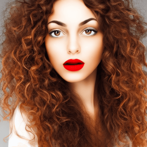 AI generated: Generate an paint of a woman with long, curly brown hair, olive skin tone, brown eyes, and red lips....