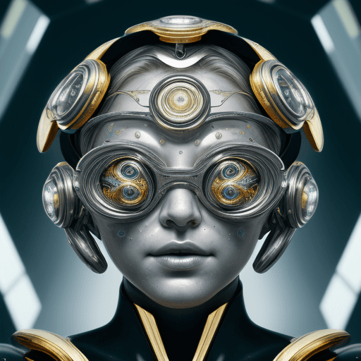AI generated: art from the 'art of control' collection by jasper harvey, in the style of futuristic optics, silver...