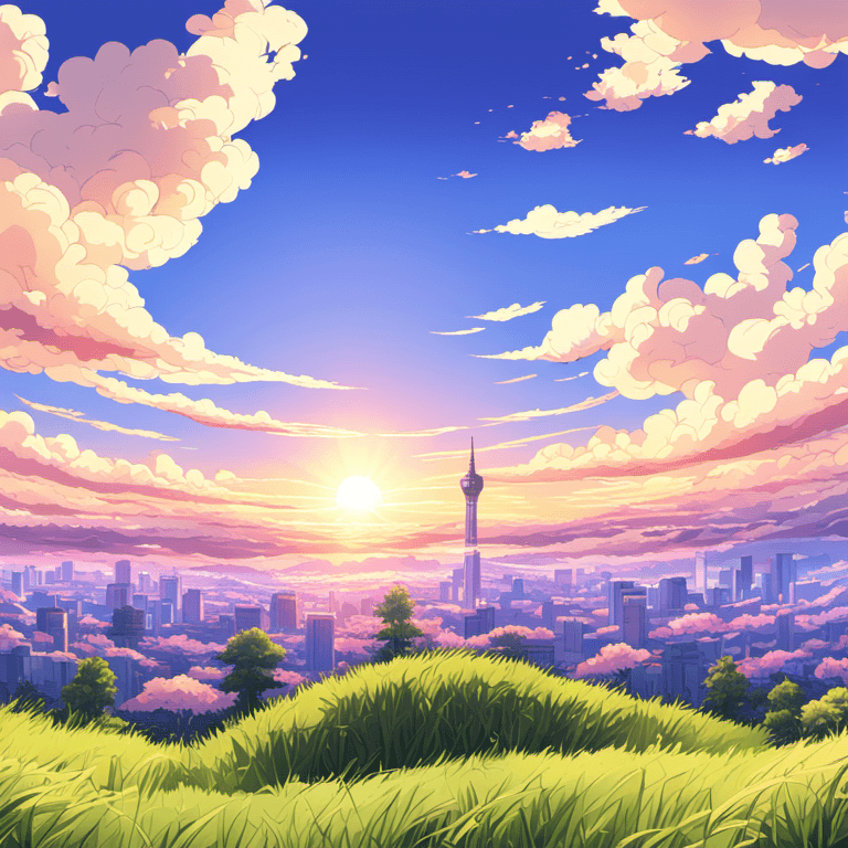 AI generated: A beautiful anime grass field landscape inspire form your name anime,fluffu clouds,high details