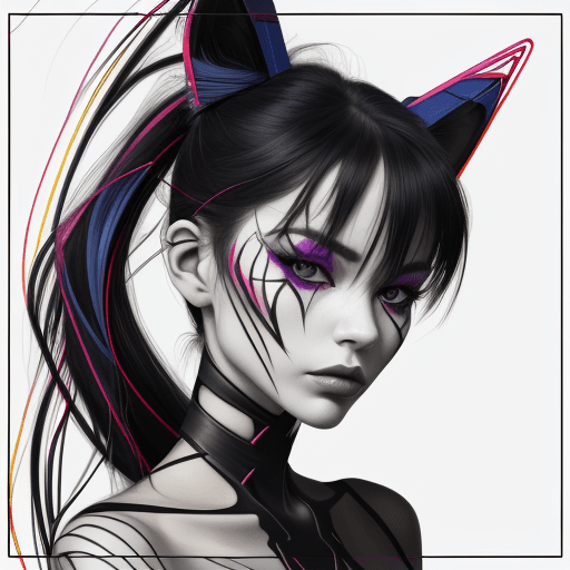 AI generated: En So, in the style of bold colorful lines, made of wire, flawless line work, captivating portraits,...