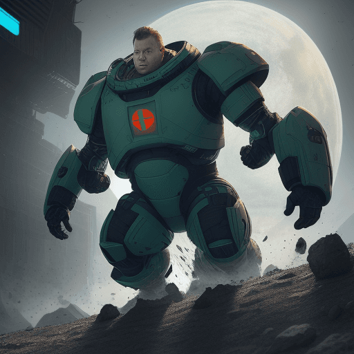 AI generated: sci-fi bild, junger mann, mollig, 130kg, schon mit 18 bekam er Haarausfall und schnitt sich seit dem...