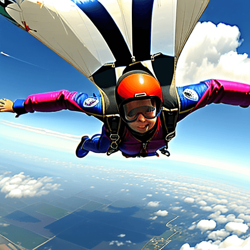 AI generated: Skydiver falling through the clouds
