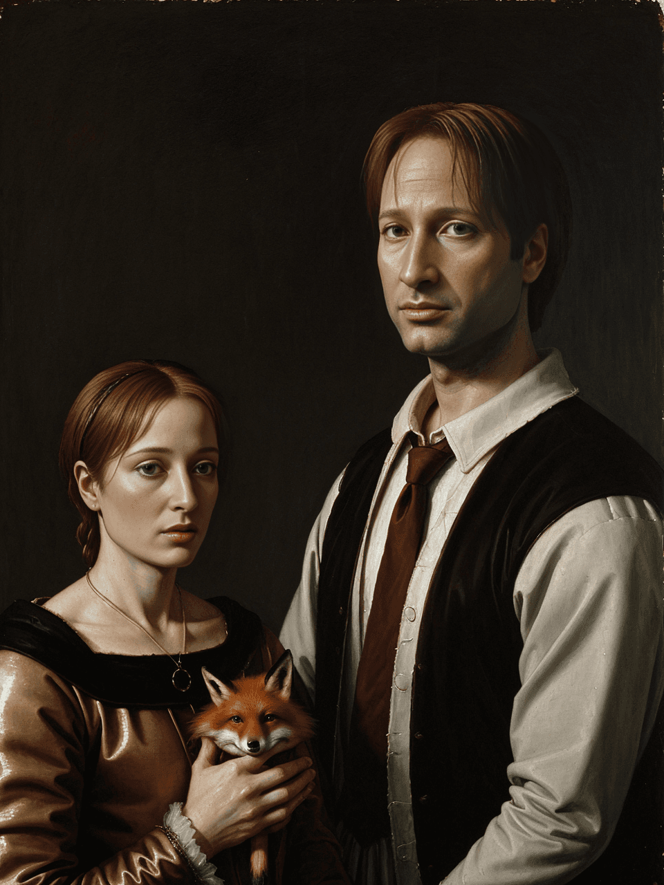 AI generated: renaissance portrait (oil painting:1.11),(Fox Mulder:1.11),