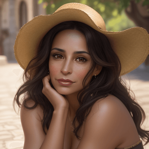 AI generated: A 35 yo latin woman in a delightful afternoon. This portrait is the best representation of female be...