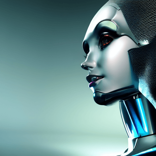 AI generated: Techno magic female android robot, side portrait, realistic, half body shot, sharp focus, elegant, c...
