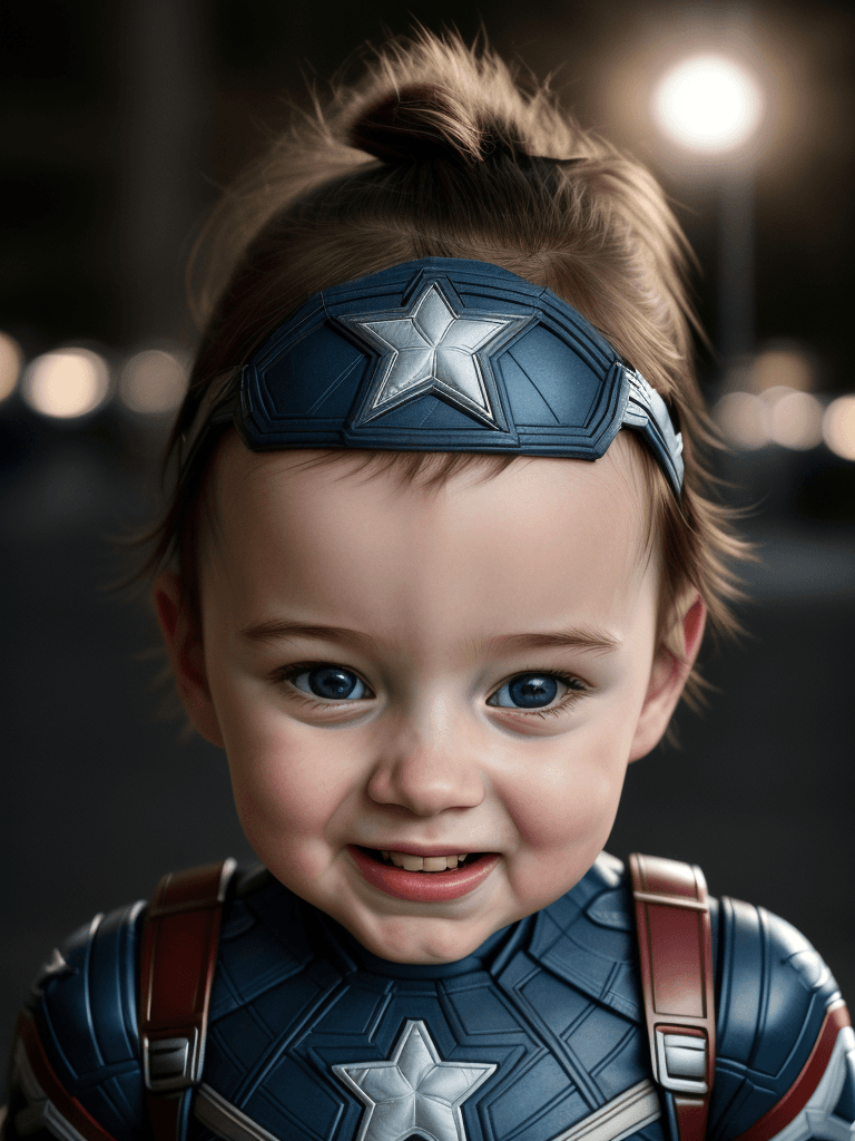 AI generated: Realism, best realism, portrait, portraiture, portrait photography, baby captain america, marvel mov...