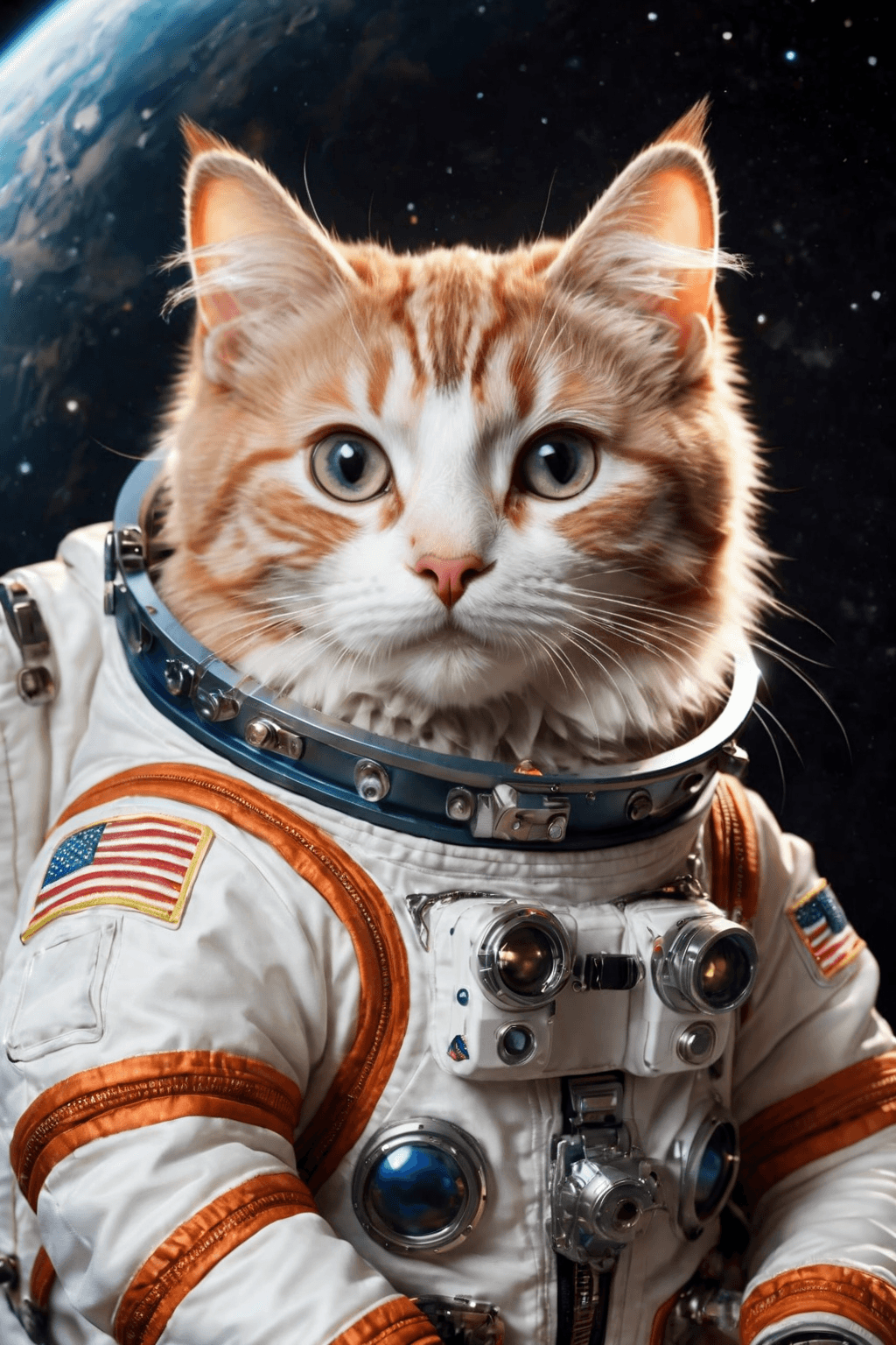 AI generated: realistic, ((Masterpiece, best quality)), cute cat in astronaut suite, Ultra-High-Definition, (Maste...