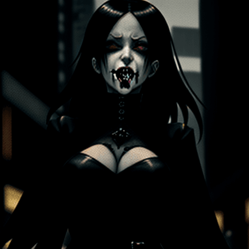 AI generated: a woman with her mouth open standing in front of a building, , gothic maiden anime girl, cgsociety 9...
