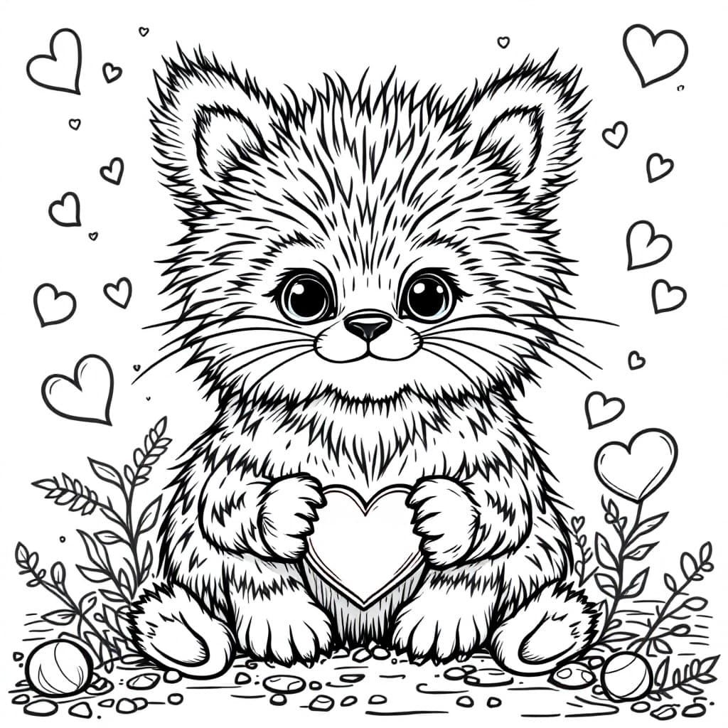 AI generated: cute and full of candy and valetine's day coloring page