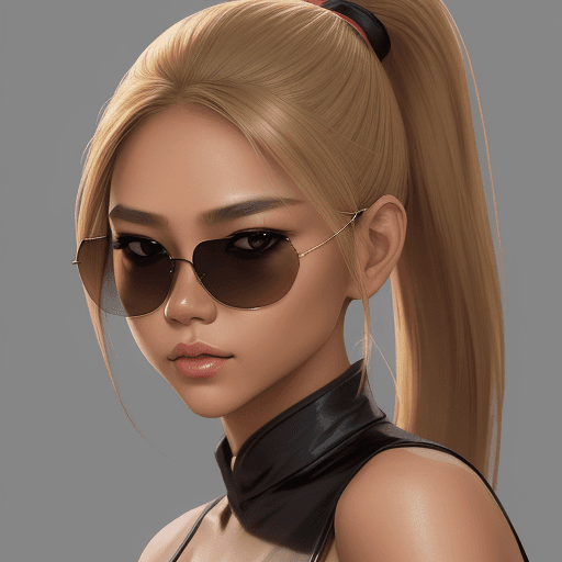 AI generated: blonde beautiful hair, a portrait of a southeast asian beautiful girl with medium length brown hair,...