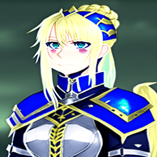 AI generated: Saber, "Artoria Pendragon", "Arturia Pendragon",  "heart-shaped face", blonde hair, green eyes, brai...