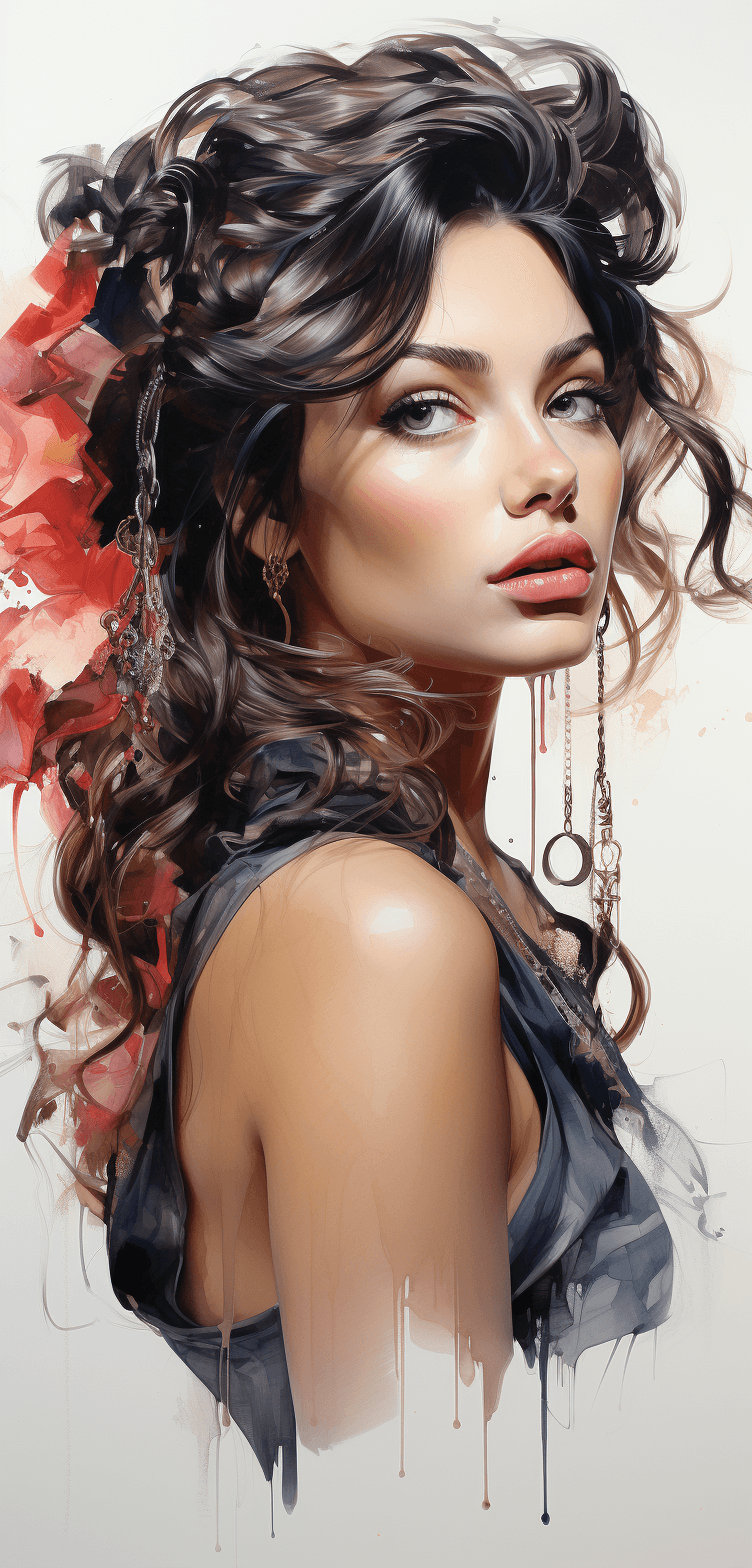AI generated: Realistic Black and white sketch of a beautiful Spanish woman, white background, --ar 61:128 --s 750...