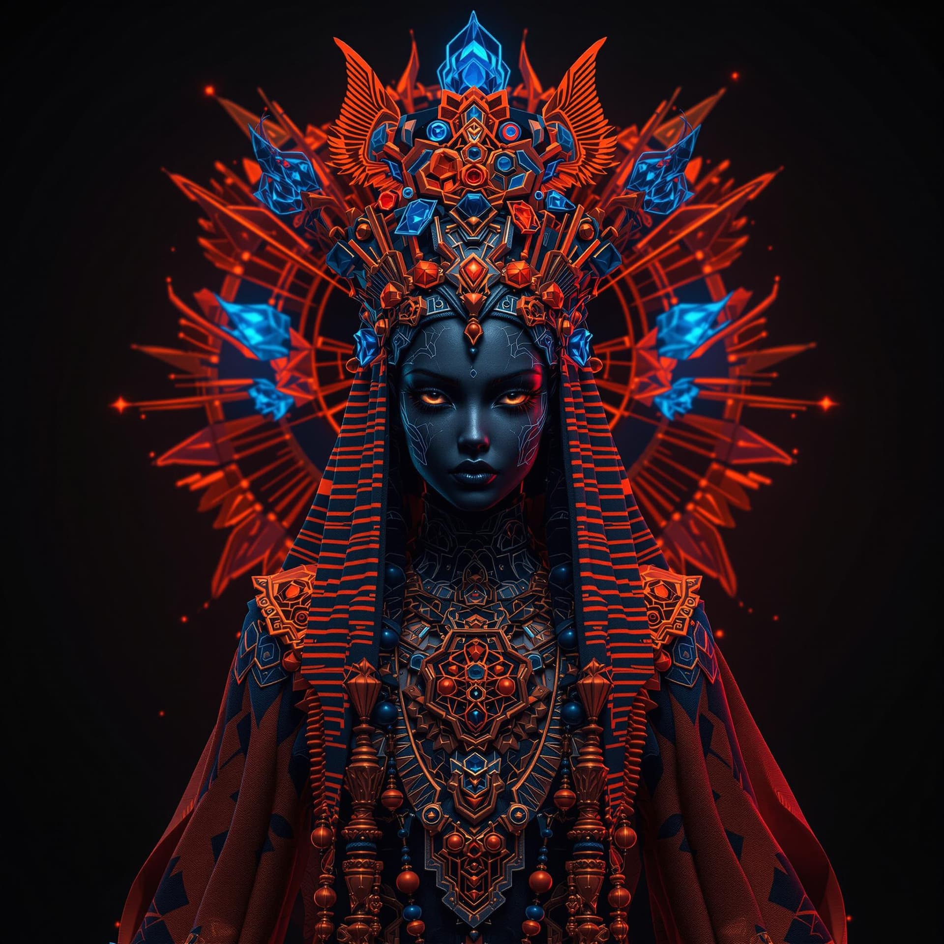 AI generated: bklynbased artist niksa amira, creating photoreal 3d models, in the style of techno shamanism, dark ...