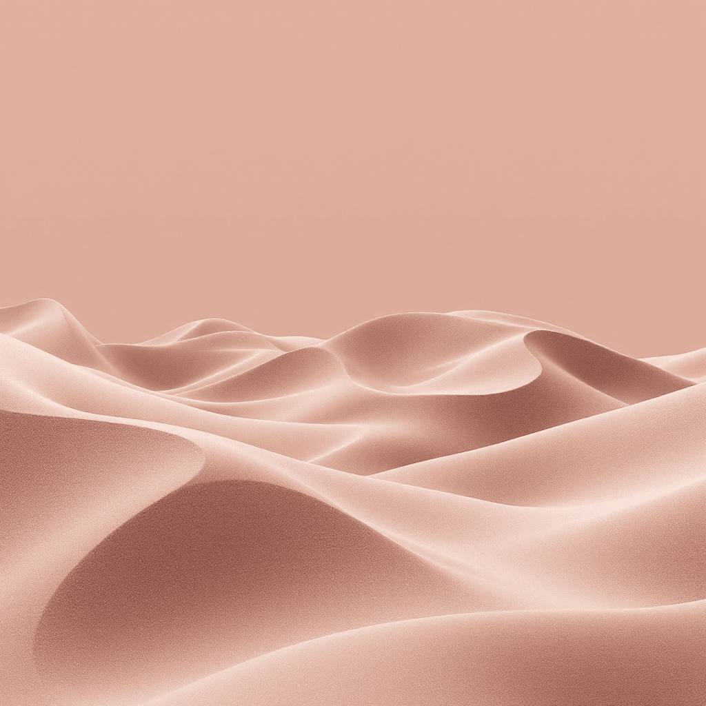 AI generated: abstract digital art, desert dunes and sand ripple textures on a dusky rose background, undulating c...