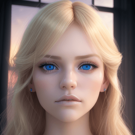 AI generated: A selfie portrait of a beautiful blond girl, dark blonde hair ((chanel style)) with pink highligts. ...