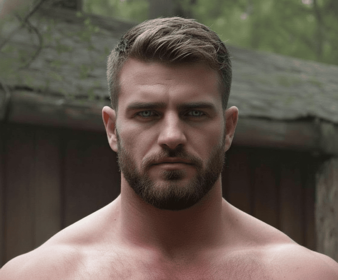 AI generated: Make his eyebrows a bit more hairy on the top