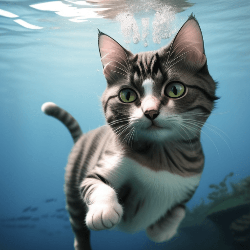 AI generated: cat under water