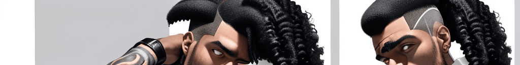 AI generated: masterpiece, best quality, helltaker <lora:Helltaker:0.7>

um jovem negro de cabelo preso preso afro...