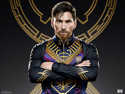 AI generated: 你好，这是必应。我可以帮你翻译以下内容：
“Messi doing the classic Black Panther pose (crossing his arms over his chest) ...