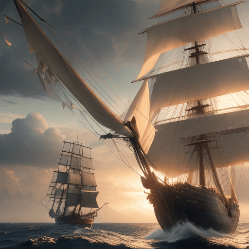 AI generated: Photo of a ultra realistic sailing ship, dramatic light, pale sunrise, cinematic lighting, battered,...
