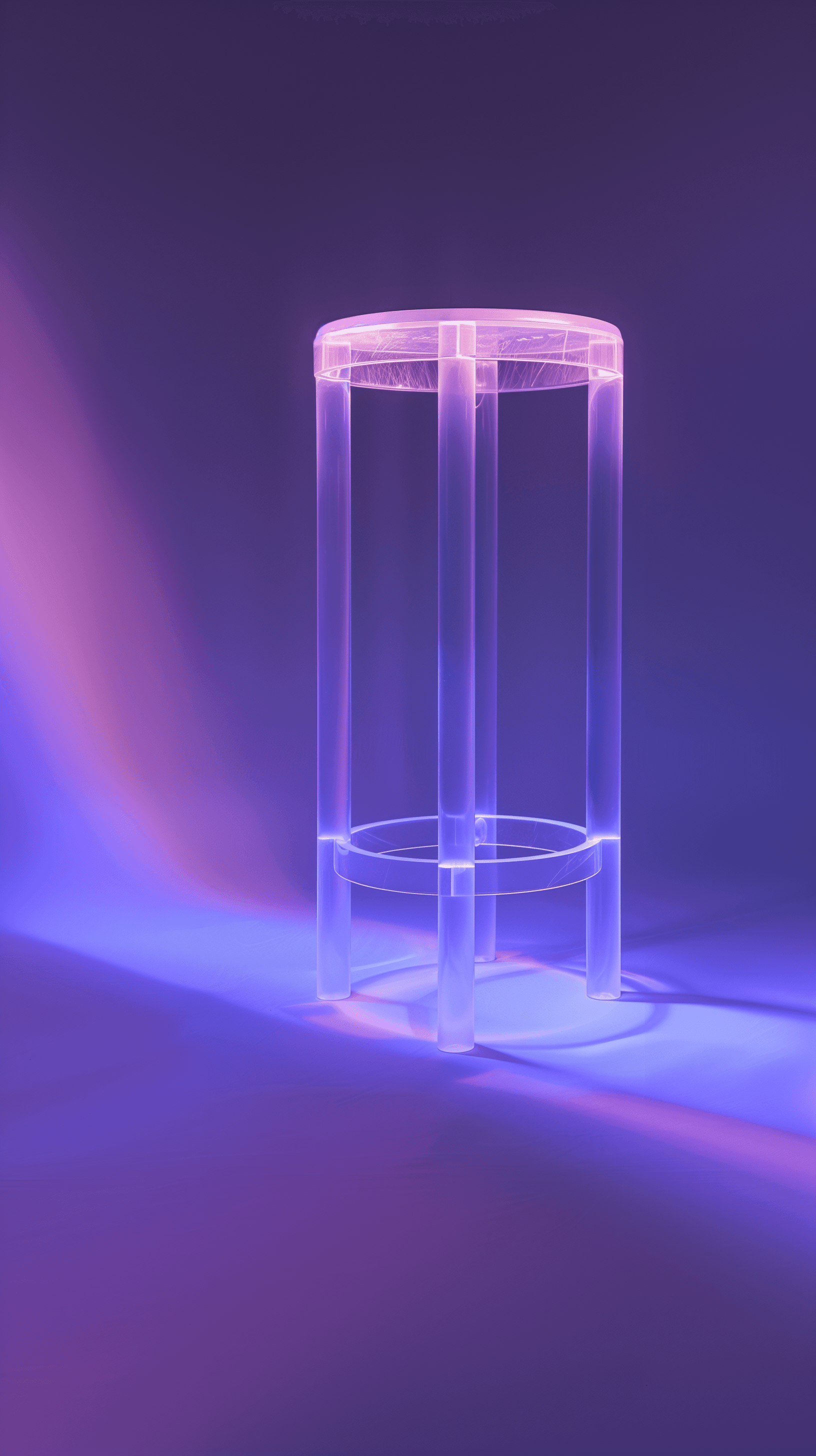 AI generated: productive photography, innovative furniture design featuring a translucent light violet gradation c...