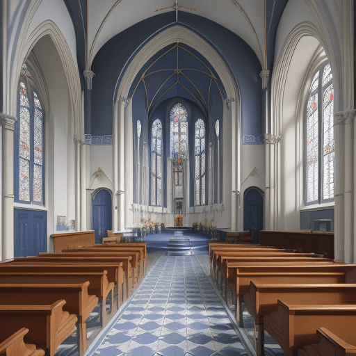 AI generated: Create a modern Lange Lijs-style ceramic tile inspired by the distinctive Sint Janskerk in Maastrich...