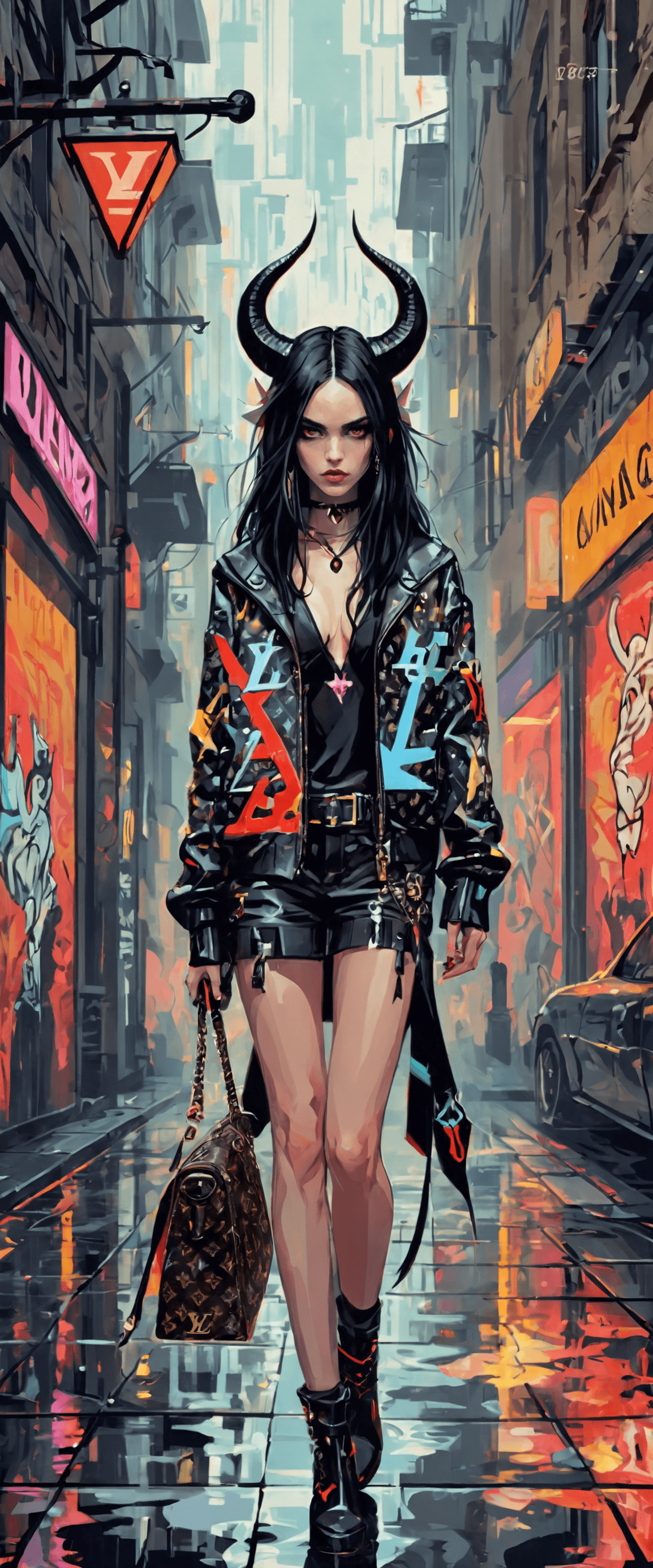 AI generated: pixel-art style Graffiti style (louis vuitton, balenciaga, dark gothic, symmetrical, occult:1.2), su...