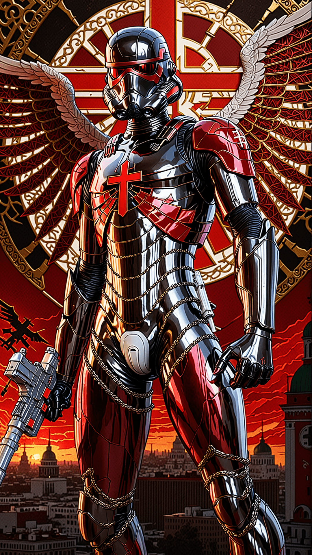 AI generated: spider man, Miles Morales, comics art, render, high detail, Evangelion, red sunset, attacker angel, ...