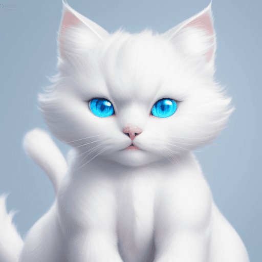 AI generated: Generate the image of a white cat, with wool-like fur and blue eyes.
