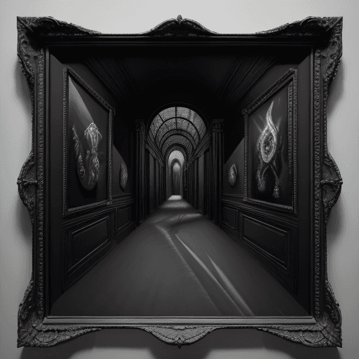 AI generated: surrealism painting, 16k, extreme detail, fine textures, ((dark shadows)), dark, sharp lines,blank b...