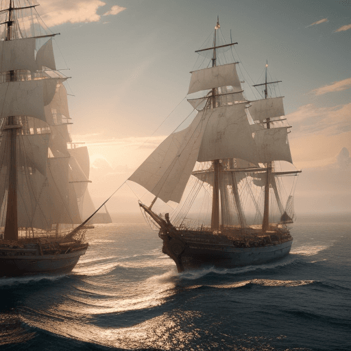AI generated: Photo of a ultra realistic sailing ship, dramatic light, pale sunrise, cinematic lighting, battered,...