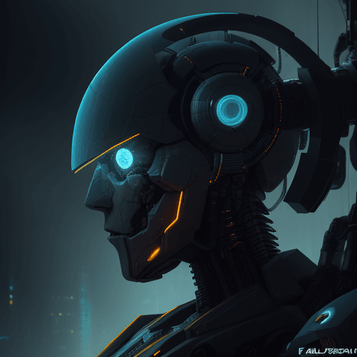 AI generated: rendering, side shot, falf-strange body with complex system equipment with hyper detail robot, gaze,...