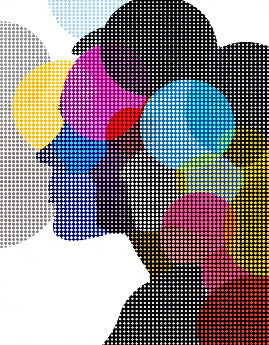 AI generated: dot matrix, minimalist geometric art, digital dot, vector graphics, front view of abstract  silhouet...
