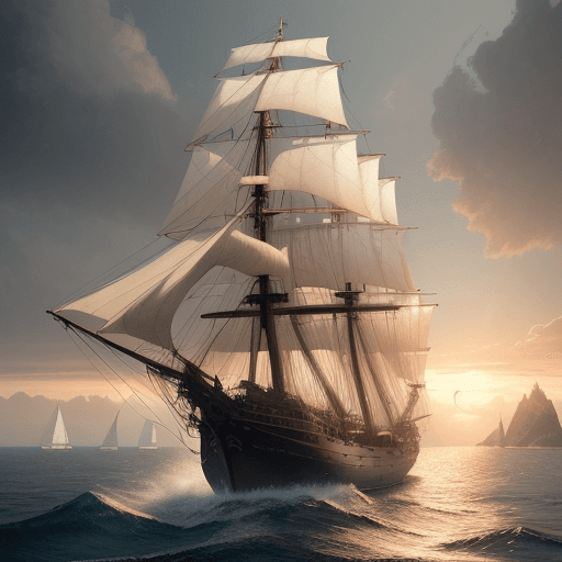 AI generated: Photo of a ultra realistic sailing ship, dramatic light, pale sunrise, cinematic lighting, battered,...