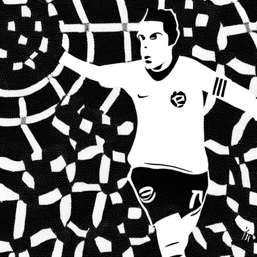 AI generated: illustration of a soccer player running scared wearing pants with a black and white pattern like the...