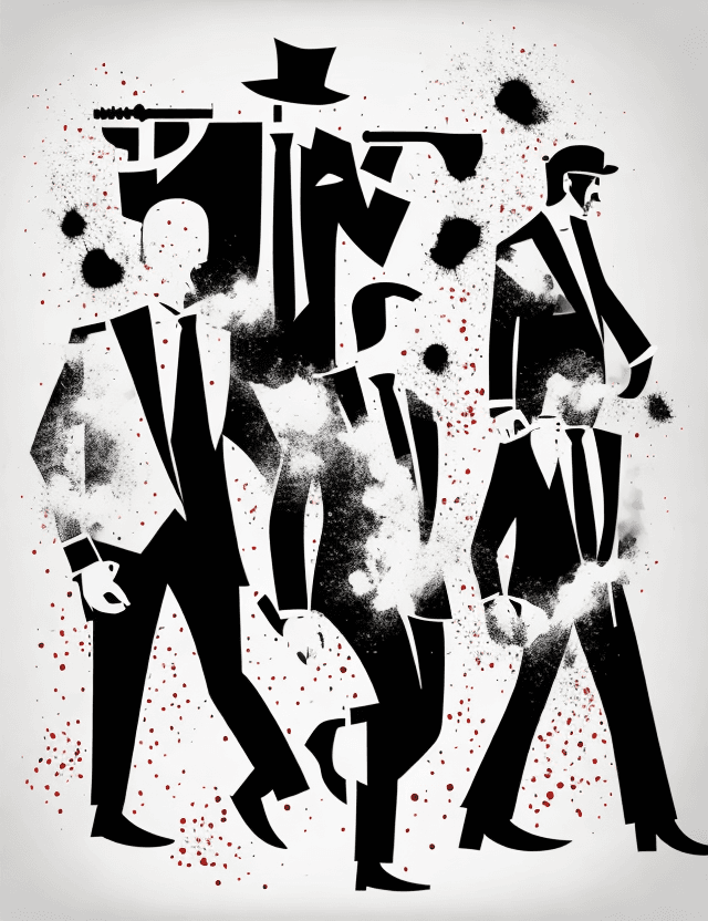 AI generated: 2D illustration of In mafia mens strong outlines, bold traces, high contrast, (professional vector),...