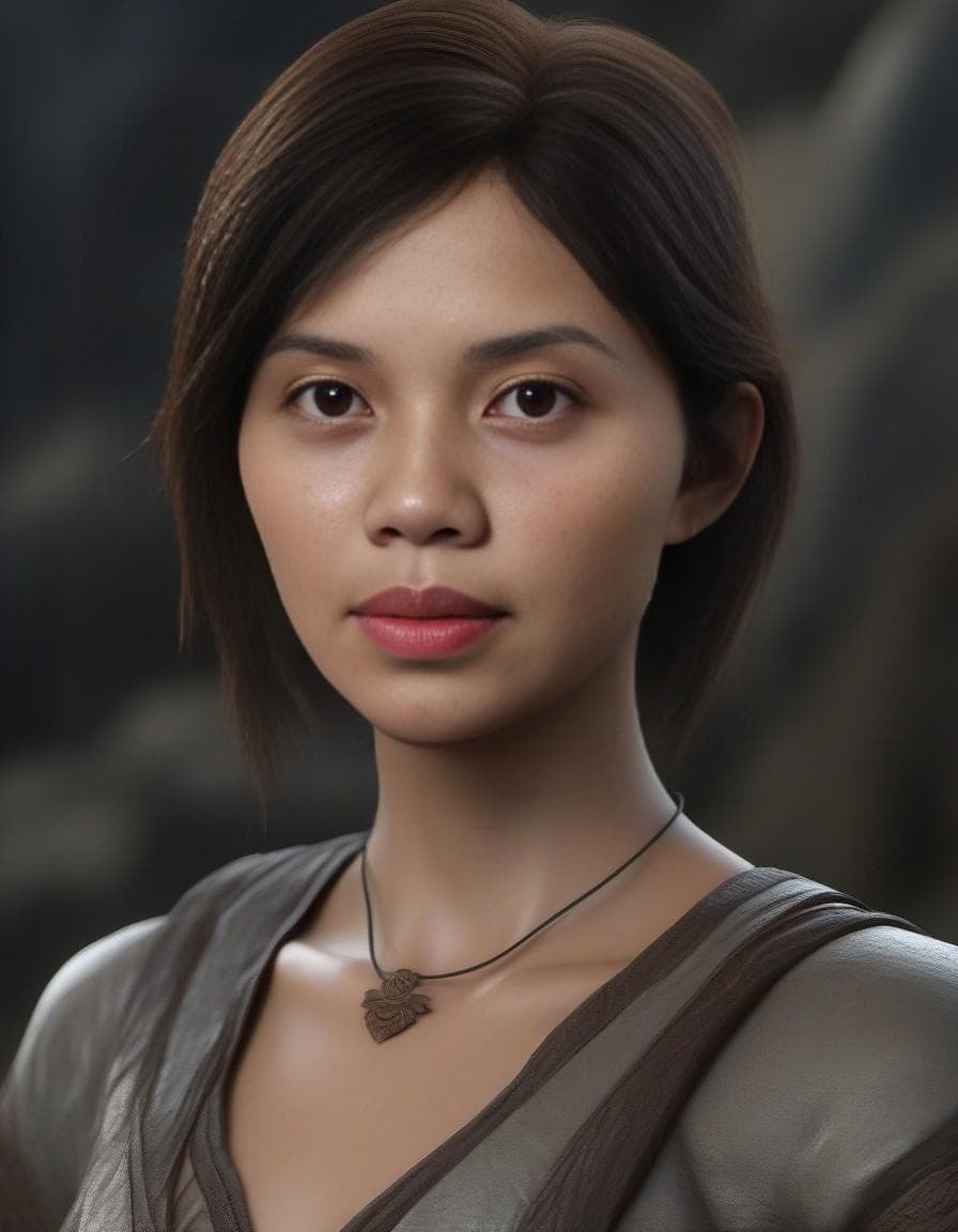 AI generated: art statue in cliffs, in the style of realistic hyper-detailed portraits, cryengine, detailed facial...