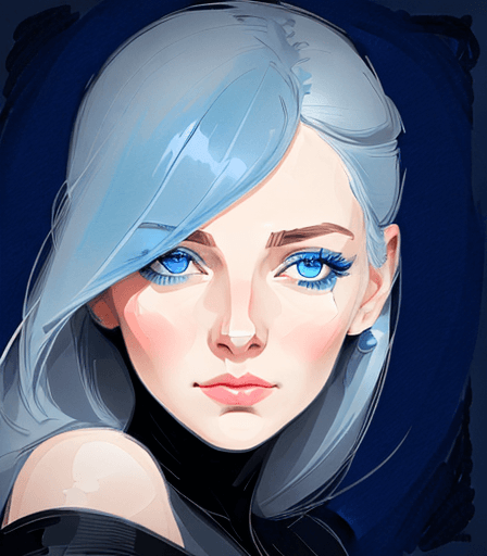 AI generated: sketch of a woman's face to shoulder, blue eyes, expressive line-work, in the style of beautiful por...