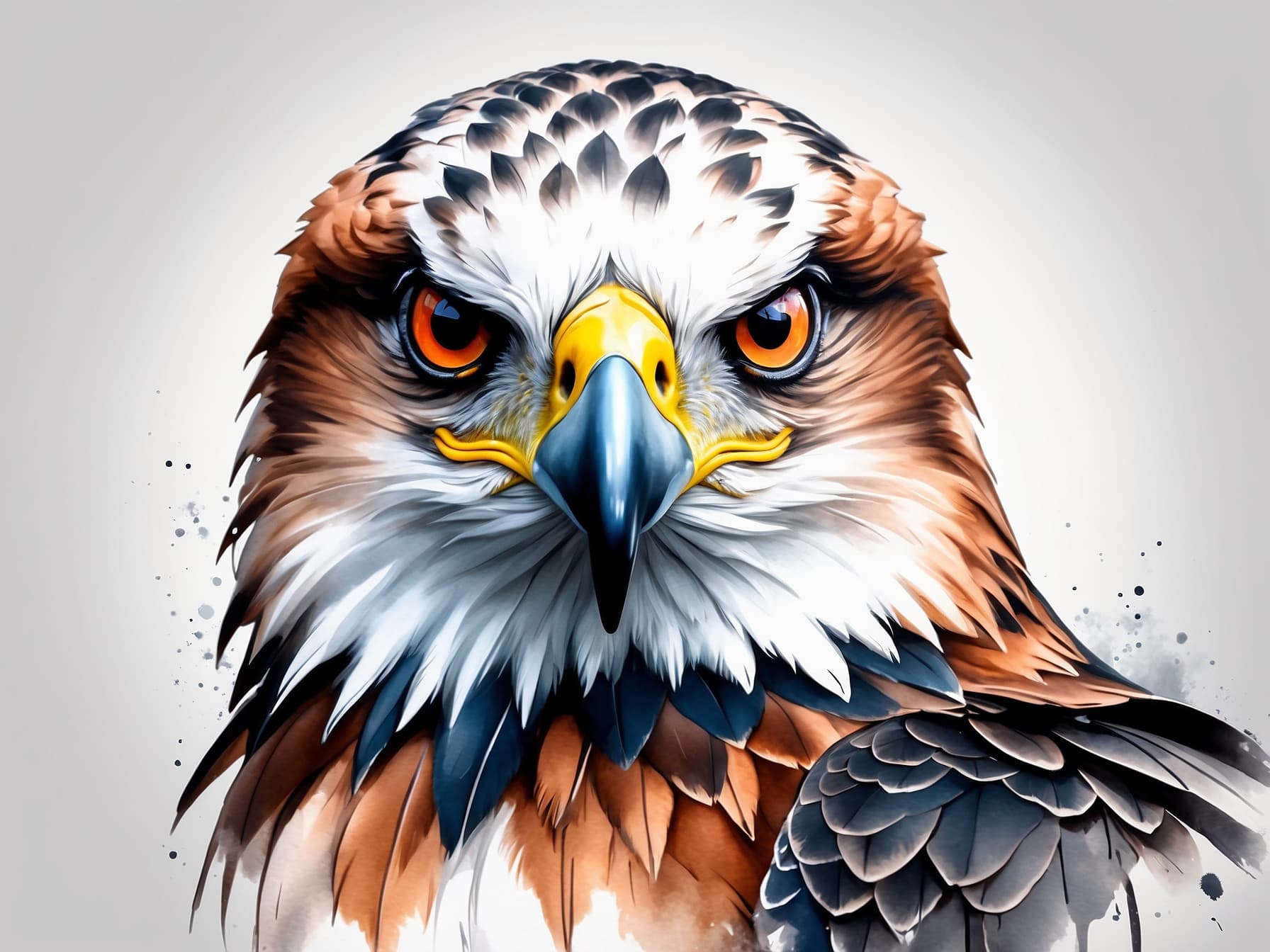 AI generated: a close up of a bird of prey on a white background, an airbrush painting by Petros Afshar, behance, ...