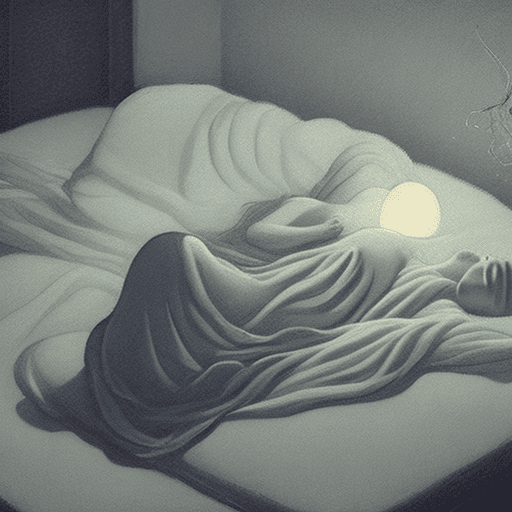 AI generated: image of a person sleeping peacefully in bed, with a peaceful atmosphere and soft moonlight illumina...