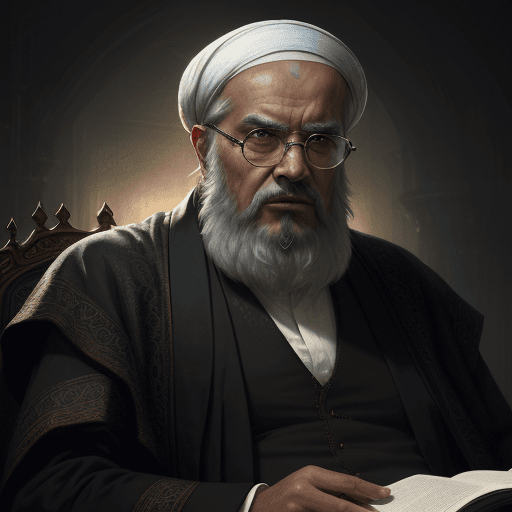 AI generated: Ibn Rushd Islamic philosophy, old man, old face, Well Defined, Artwork, Cinematic, 8K, Dark Backgrou...