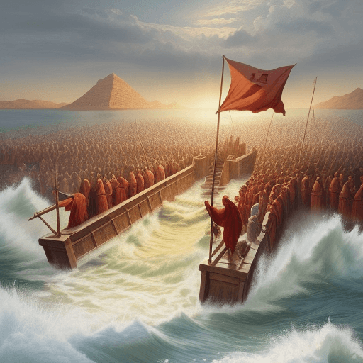 AI generated: Moses Parting the Red Sea, Digital Print, Exodus Old Testament, Sketches, Crossing the Red Sea, Jesu...