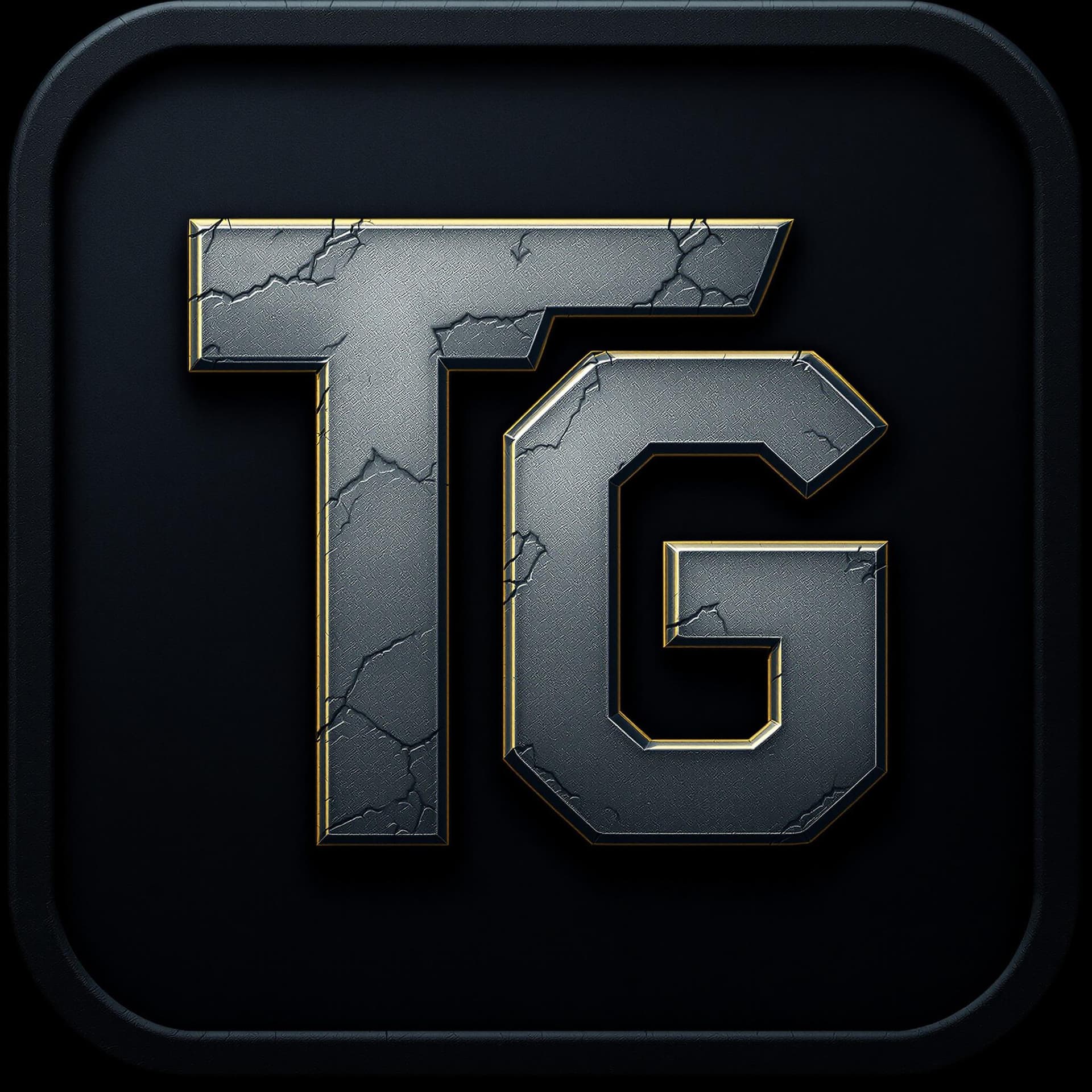 AI generated: Game Icon with letters T and G in a dark military style, background have hexagonal grid texture