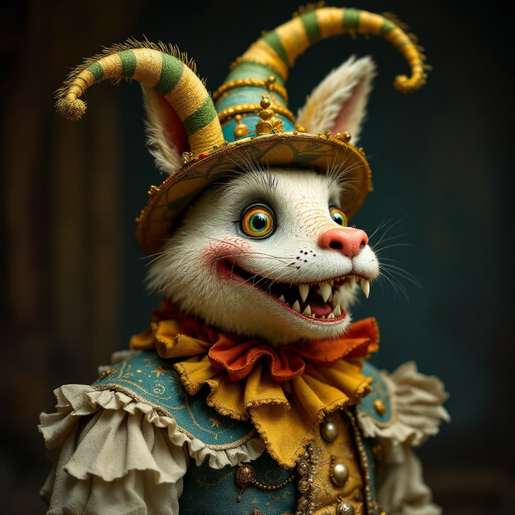 AI generated: A whimsical carnival animal in a vintage costume, highly detailed --sref 3725510406