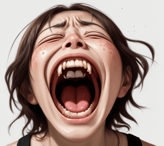 AI generated: Woman screaming, artwork by Chika Yamada