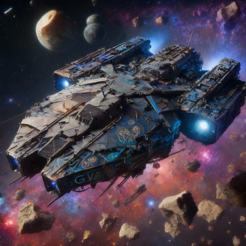 AI generated: Reimagine, in detail, the alien spaceship to show a new design. Reposition and add or change paint c...