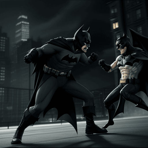 AI generated:  gopnik fight with batman, 8k, ultra hd