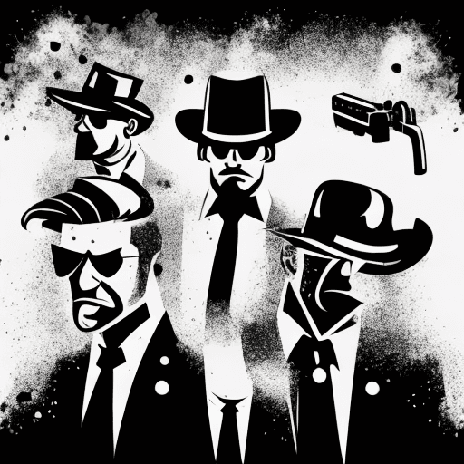 AI generated: 2D illustration of In mafia mens strong outlines, bold traces, high contrast, (professional vector) ...