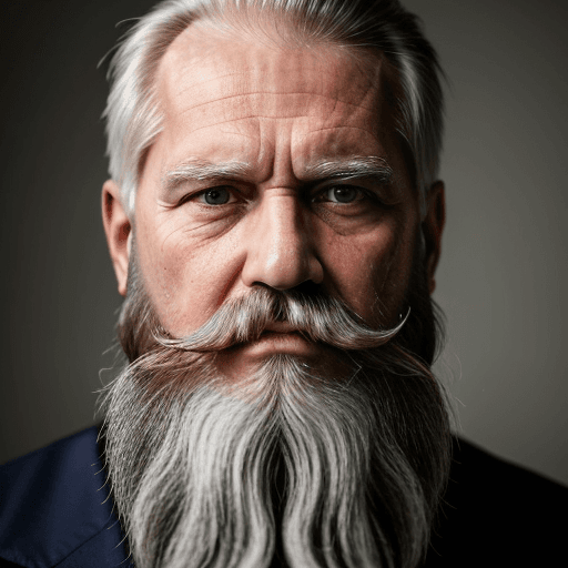 AI generated: The image features an older man, a long white beard and mustache,  He has a stern expression, giving...