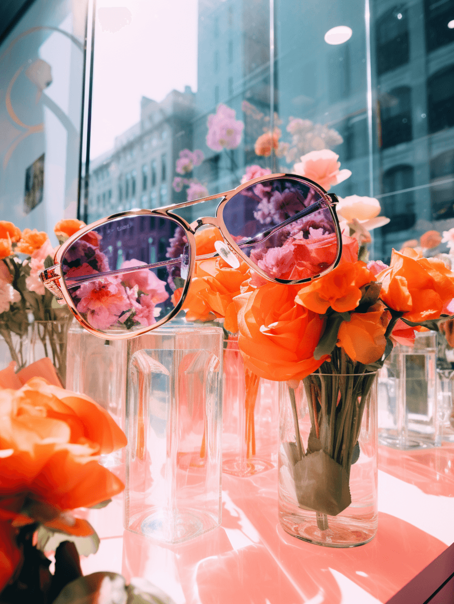 AI generated: Kodak disposable photography of Dior boutique popup store, built with crystal, modern, minimalism, 8...